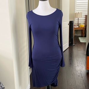 Halogen Ruched side Long sleeve bodycon dress